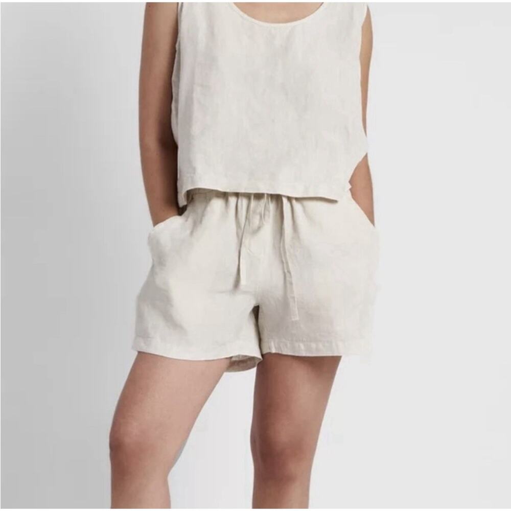 Parachute Linen Shorts S Bone Natural Lounge Coastal Preppy Casual‎